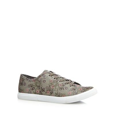 Grey floral print trainers